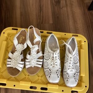 White leather shoe and sandal bundle size 6